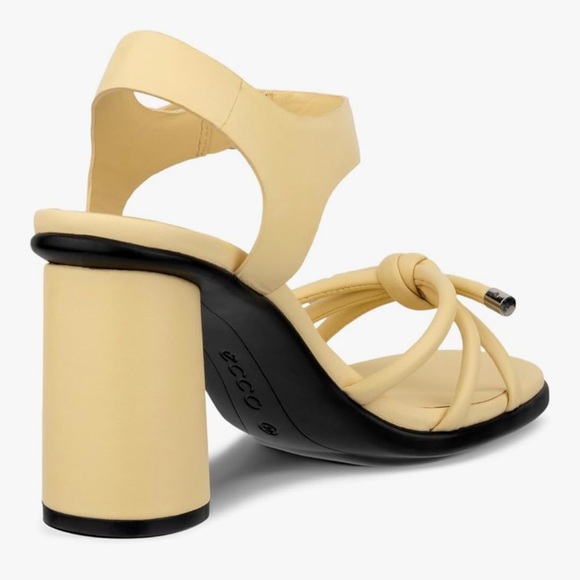 Ecco Beige Strappy Block Heel Sandals - Picture 4 of 7